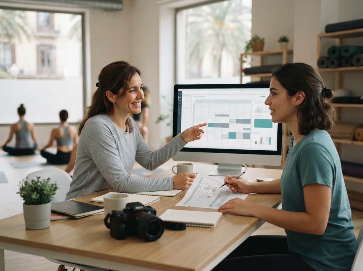 Aguru Yoga equipo analizando modelos de datos financieros en un entorno de trabajo técnico